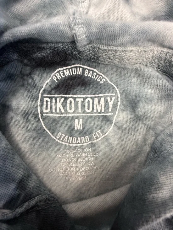 DIKOTOMY Savage Graphic Tie Dye Hoodie T-Shirt Short Sleeve Gray Black M - Picture 5 of 8
